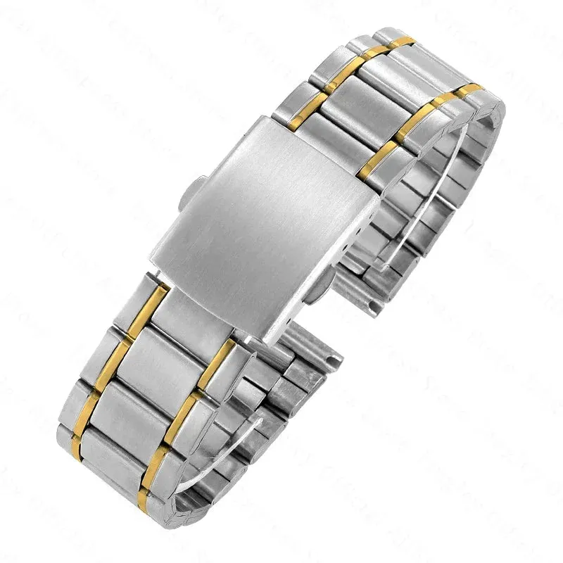 12 14mm 16mm 18mm 20mm 22mm 24mm Stainless Steel Links Watch Bands Strap Wristwatch Clasp Bracelet Replacement Light Weight Band
