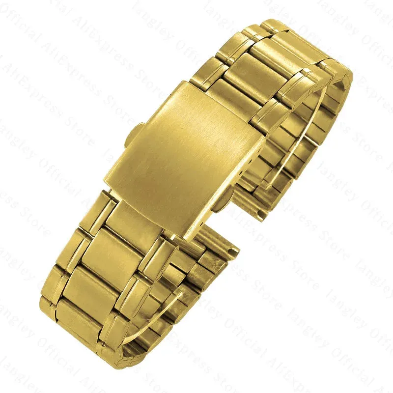 12 14mm 16mm 18mm 20mm 22mm 24mm Stainless Steel Links Watch Bands Strap Wristwatch Clasp Bracelet Replacement Light Weight Band