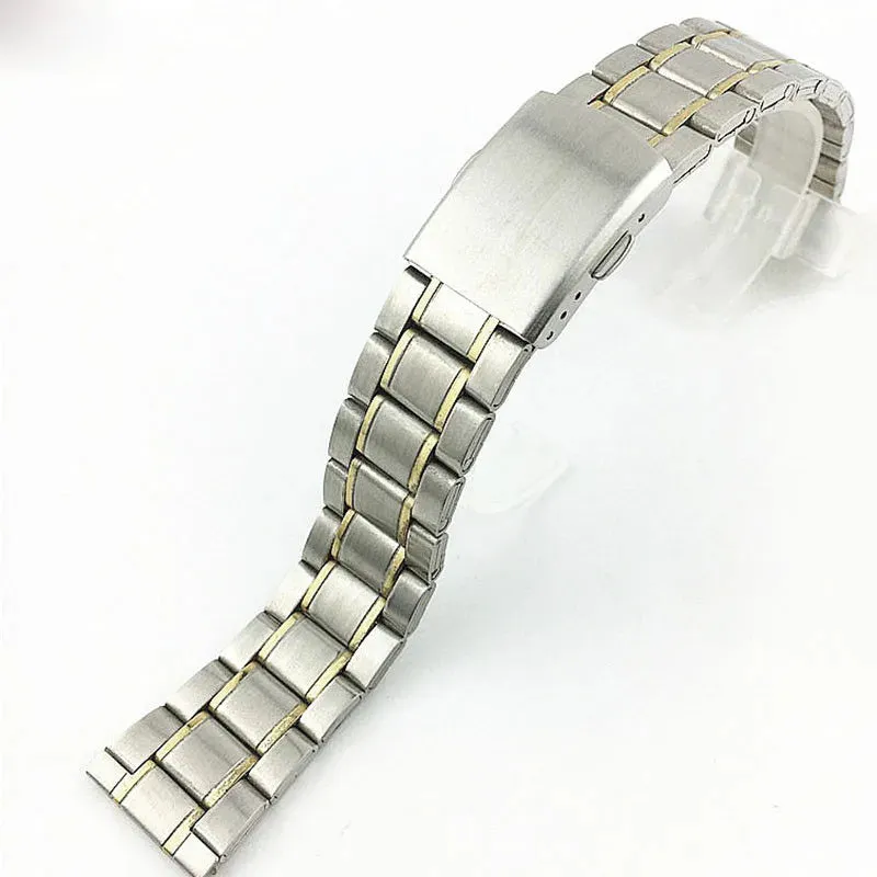 12 14mm 16mm 18mm 20mm 22mm 24mm Stainless Steel Links Watch Bands Strap Wristwatch Clasp Bracelet Replacement Light Weight Band