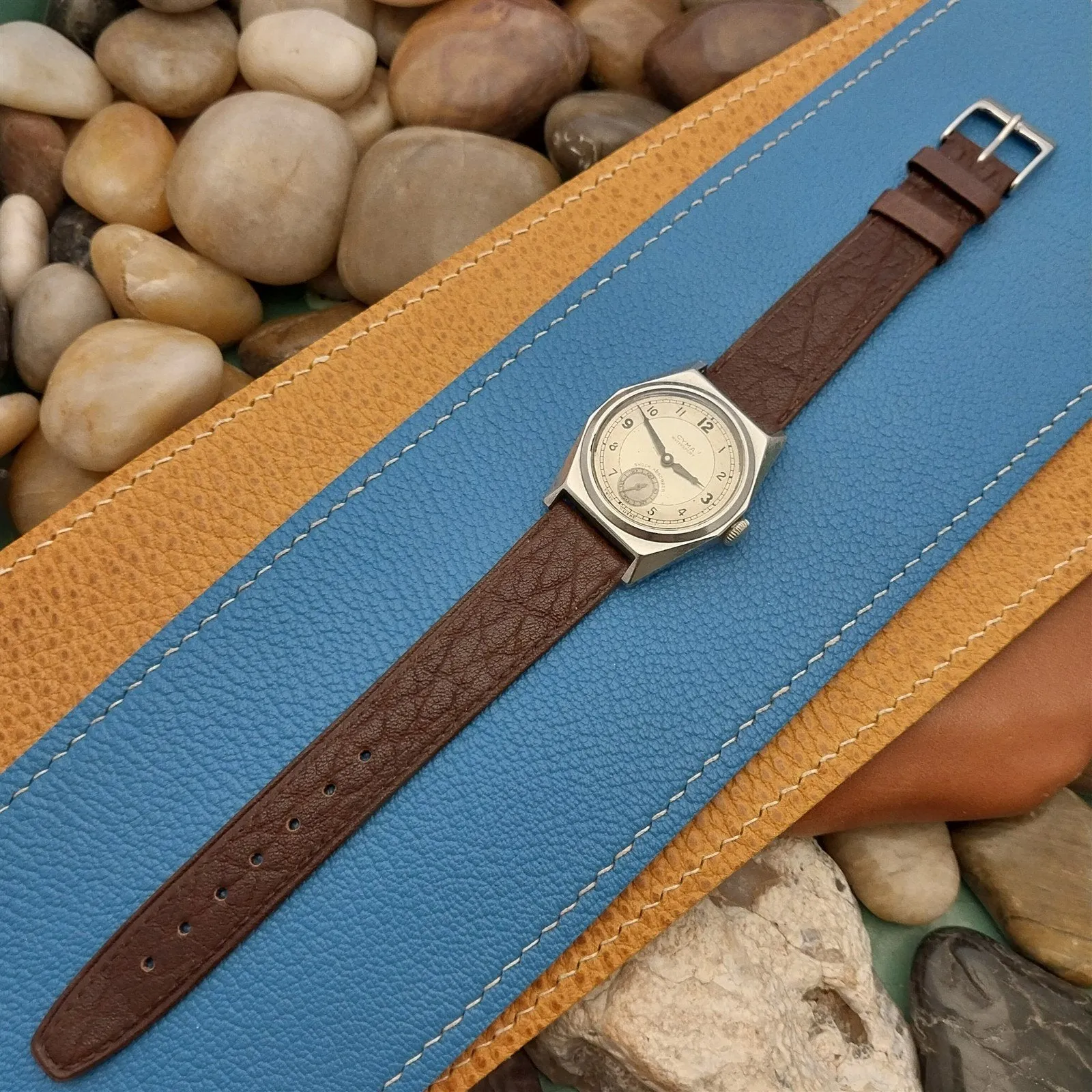 16mm 5/8" Hirsch Brown Tapered Leather Unused nos Vintage Watch Band