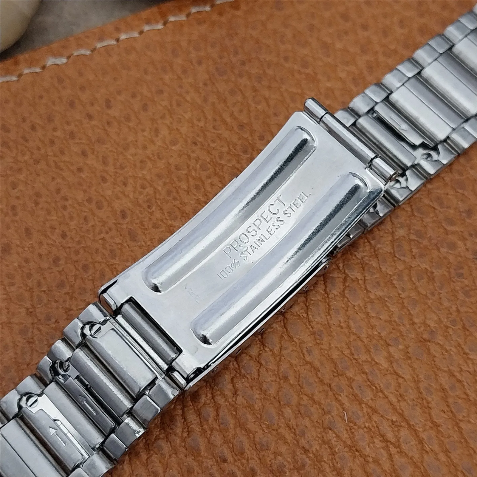 16mm Flared Stainless Steel Prospect Japan nos 1970s Unused Vintage Watch Band