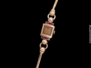 1940's Tiffany & Co. Ladies Vintage Watch - 14K Rose Gold with Rubies