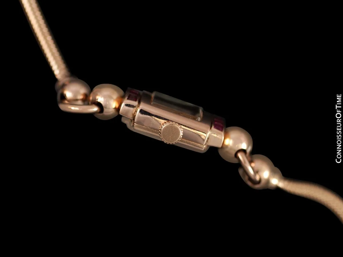 1940's Tiffany & Co. Ladies Vintage Watch - 14K Rose Gold with Rubies