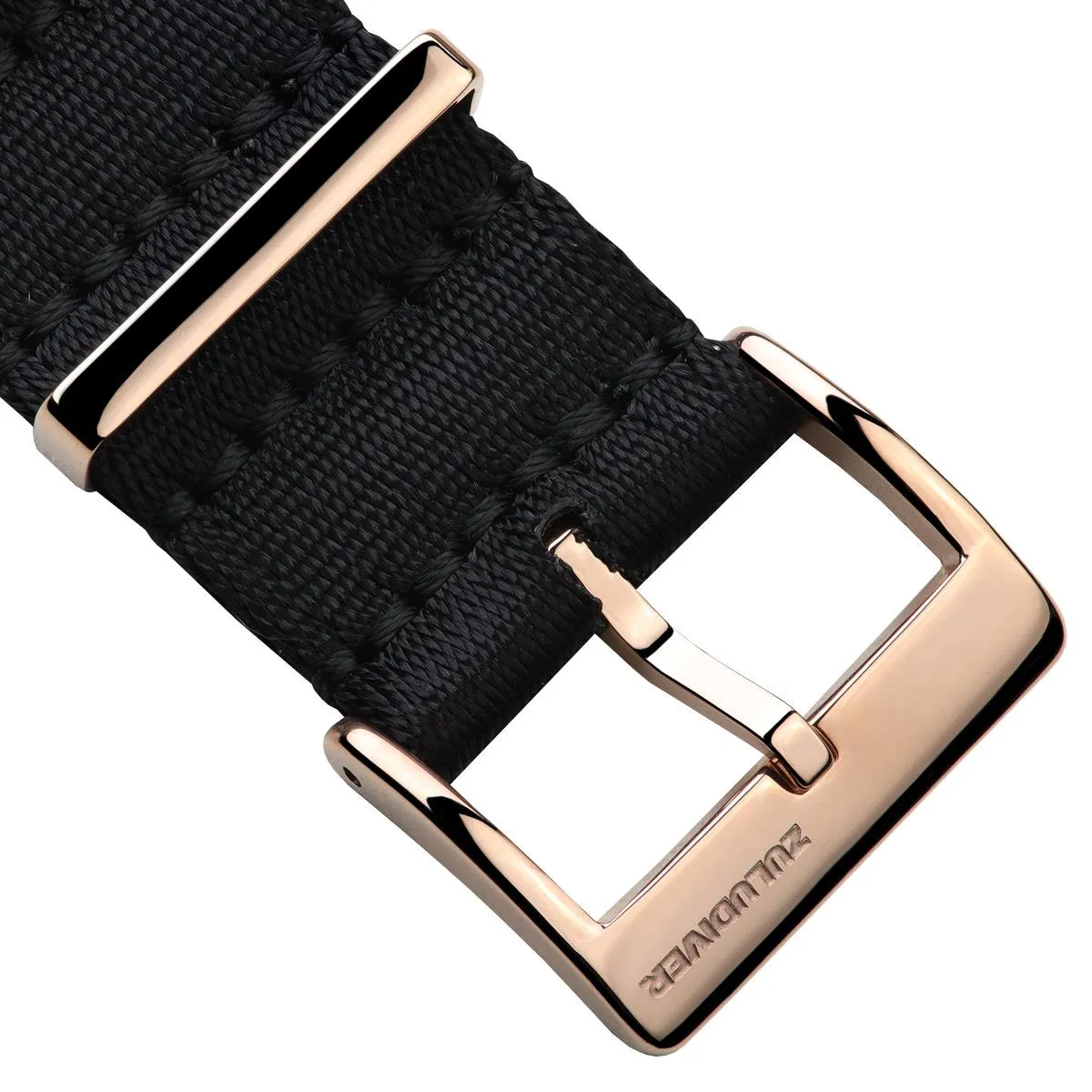 1973 British Military Watch Strap: ARMOURED RECON - Military Black, Rose Gold