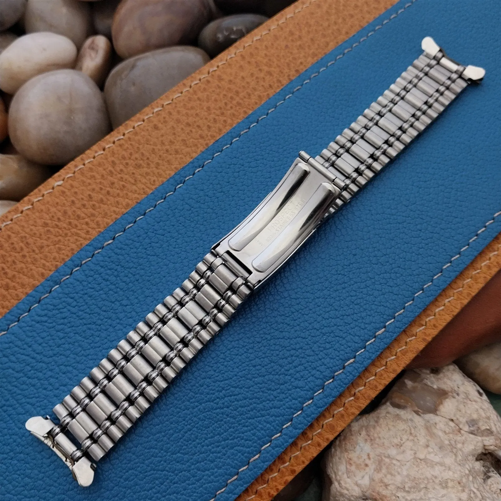 19mm Benrus Prospect Stainless Steel deployment nos 1970s old-stock Watch Band