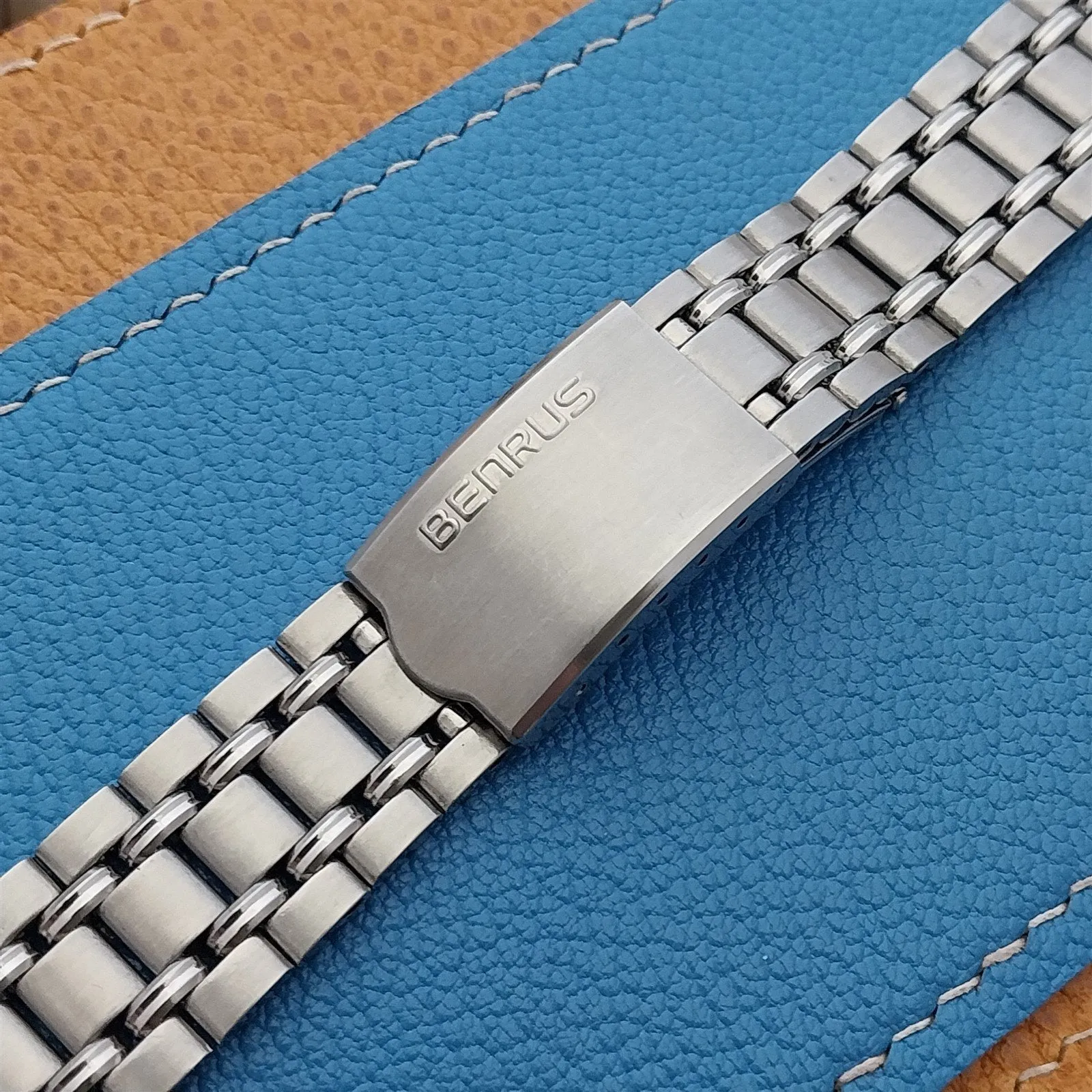 19mm Benrus Prospect Stainless Steel deployment nos 1970s old-stock Watch Band
