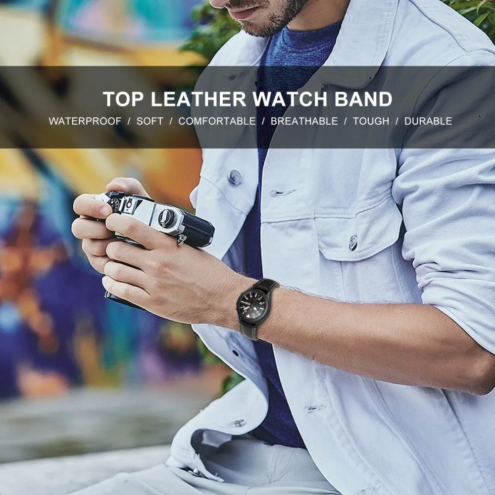 22mm Universal cowhide leather watch strap - Black