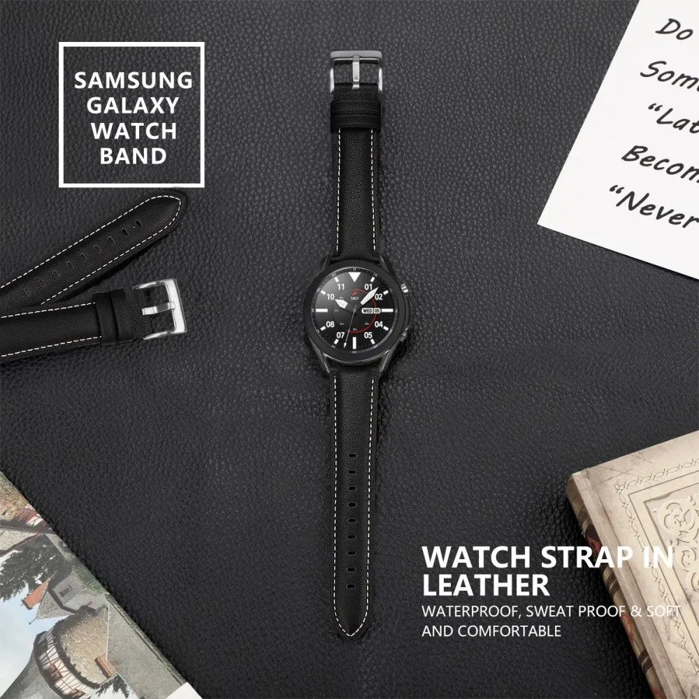 22mm Universal cowhide leather watch strap - Black