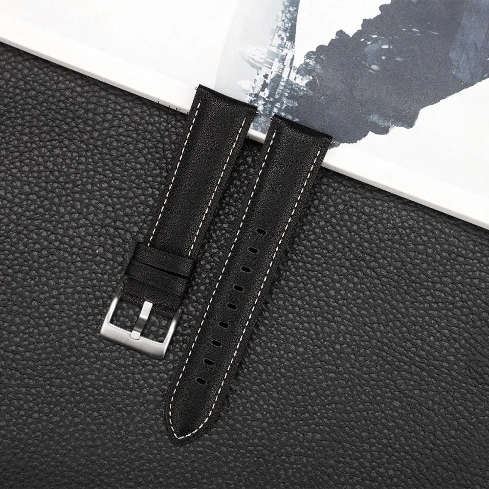 22mm Universal cowhide leather watch strap - Black