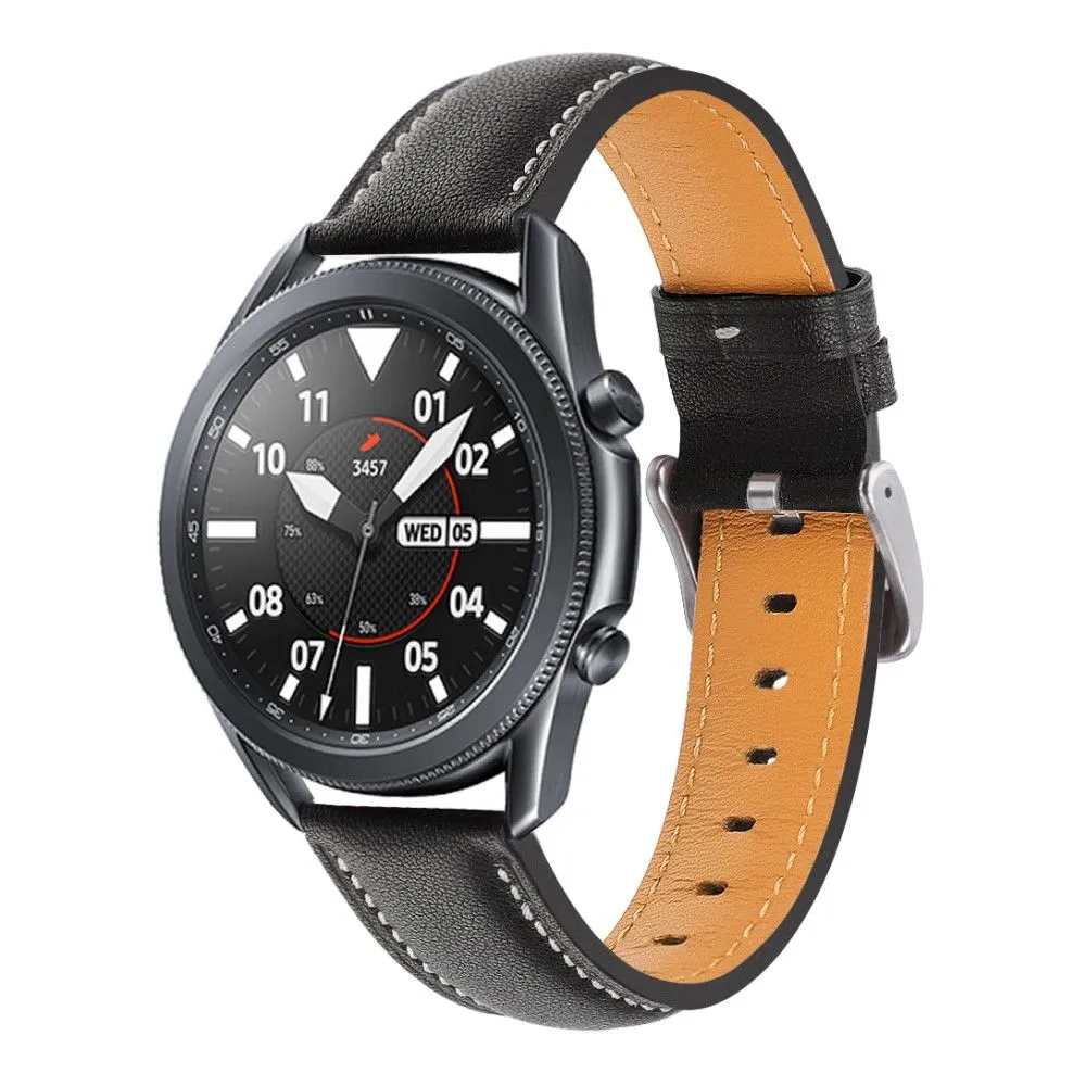 22mm Universal cowhide leather watch strap - Black