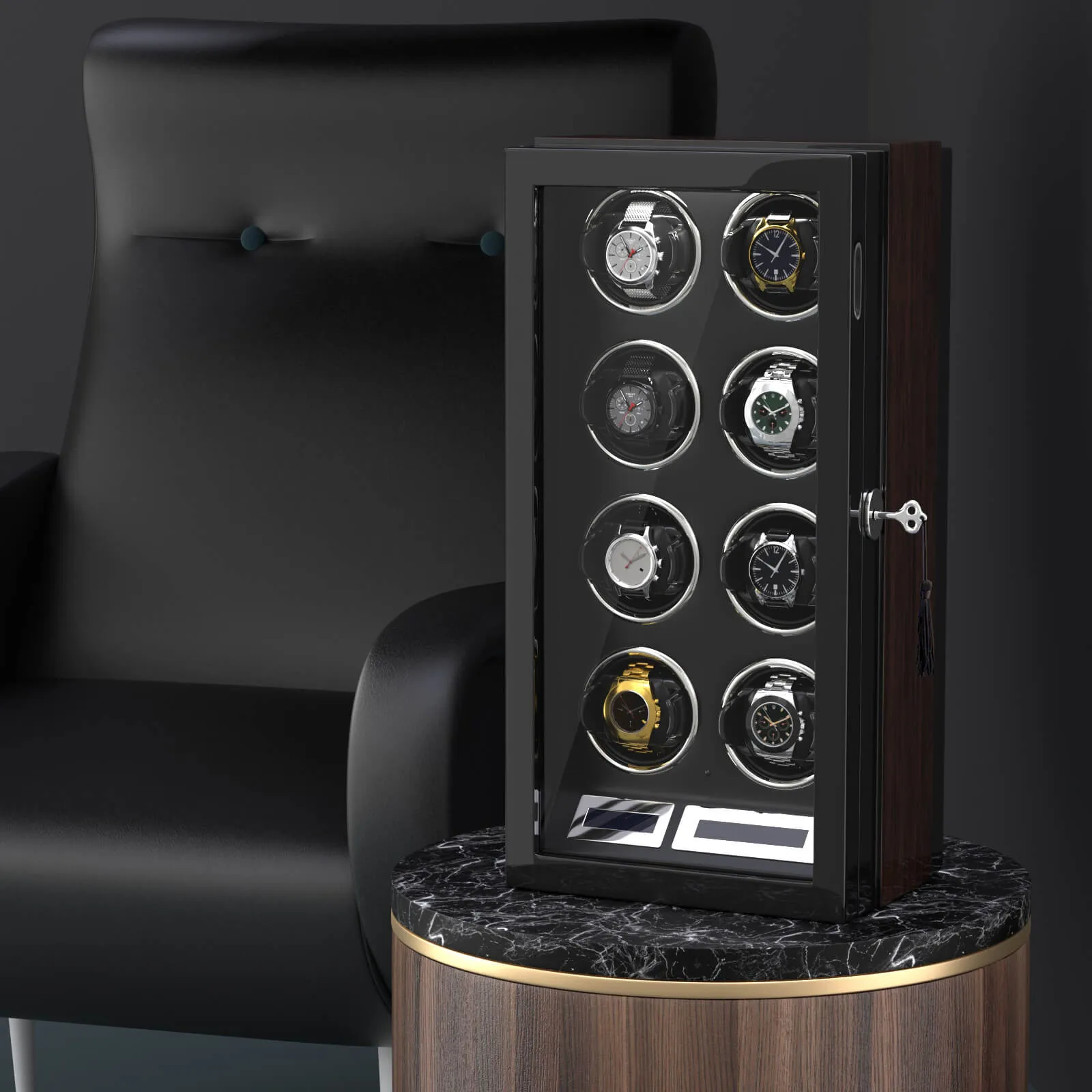 8 Watch Winder for Automatic Watches LCD Remote Control Quiet Mabuchi Motors