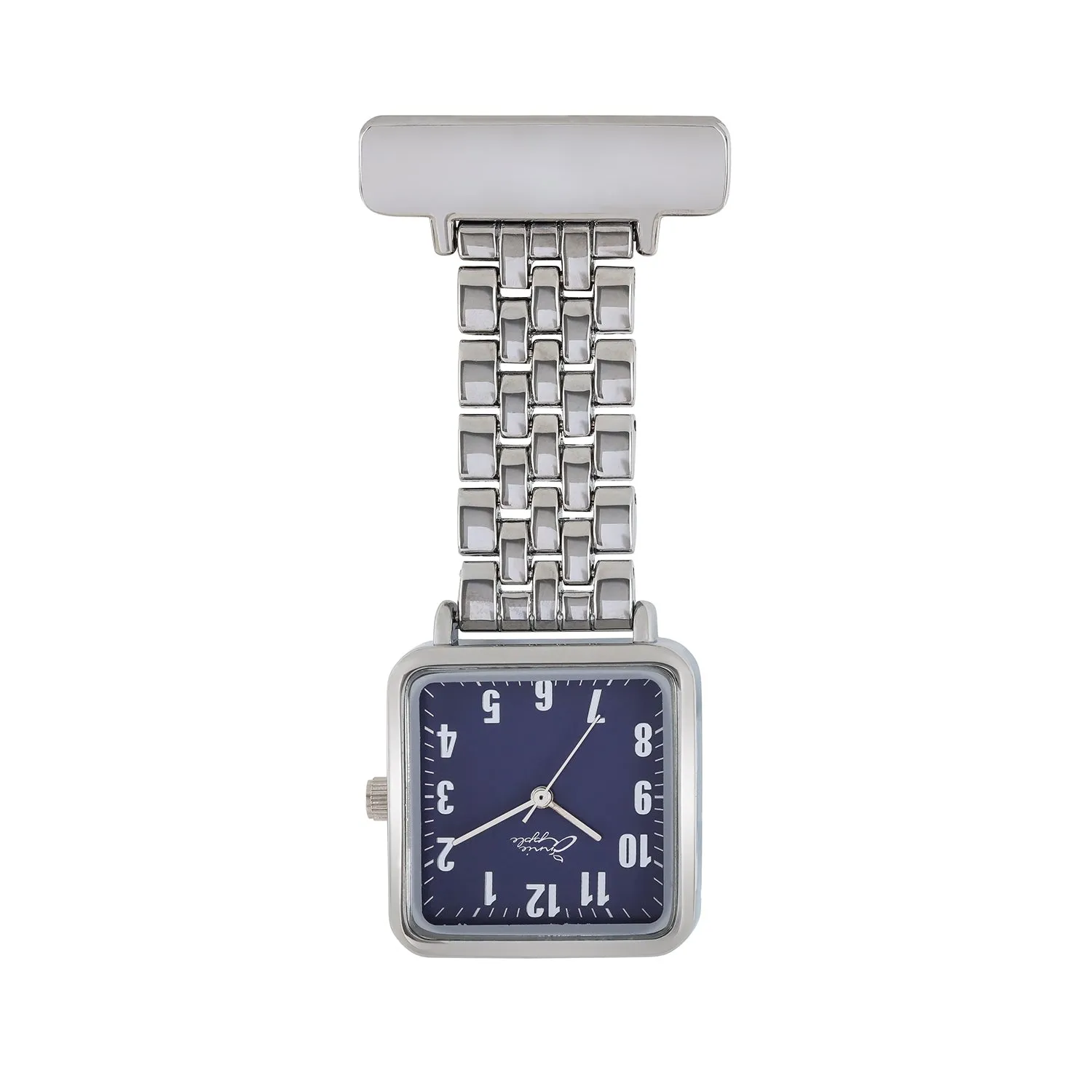 Annie Apple Nurses Fob Watch - Eunoia - Navy/Silver - Link - 28mm