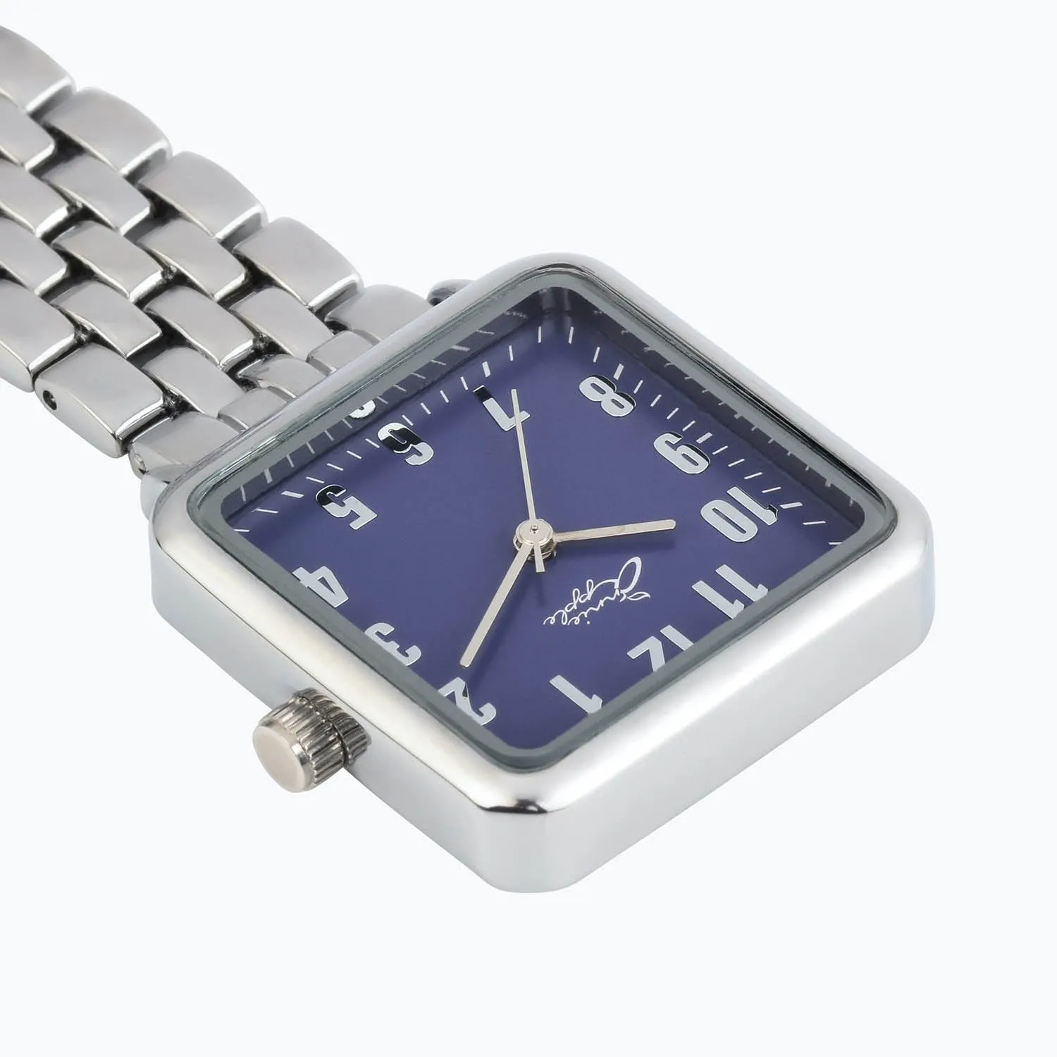 Annie Apple Nurses Fob Watch - Eunoia - Navy/Silver - Link - 28mm
