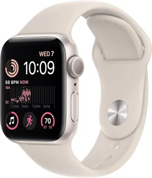 Apple Watch SE (2nd Gen) (GPS, 40mm) - Starlight Aluminum Case with Starlight Sport Band, M/L (Renewed)