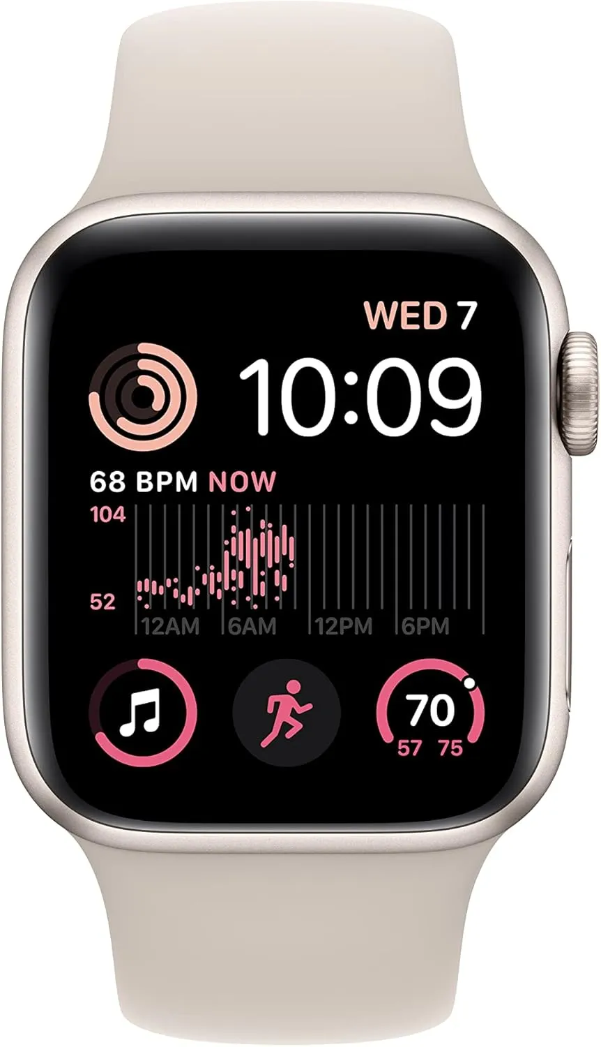 Apple Watch SE (2nd Gen) (GPS, 40mm) - Starlight Aluminum Case with Starlight Sport Band, M/L (Renewed)