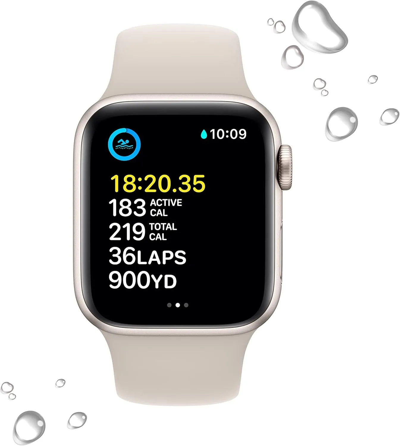 Apple Watch SE (2nd Gen) (GPS, 40mm) - Starlight Aluminum Case with Starlight Sport Band, M/L (Renewed)