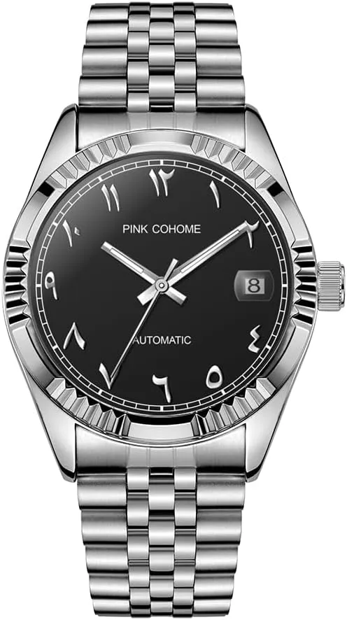 Arabic Script Watch Mechanical Automatic Movement Urdu Numerals Wristwatch Men's Mechanical Wristwatch Islamic Muslim Mechanical Watches