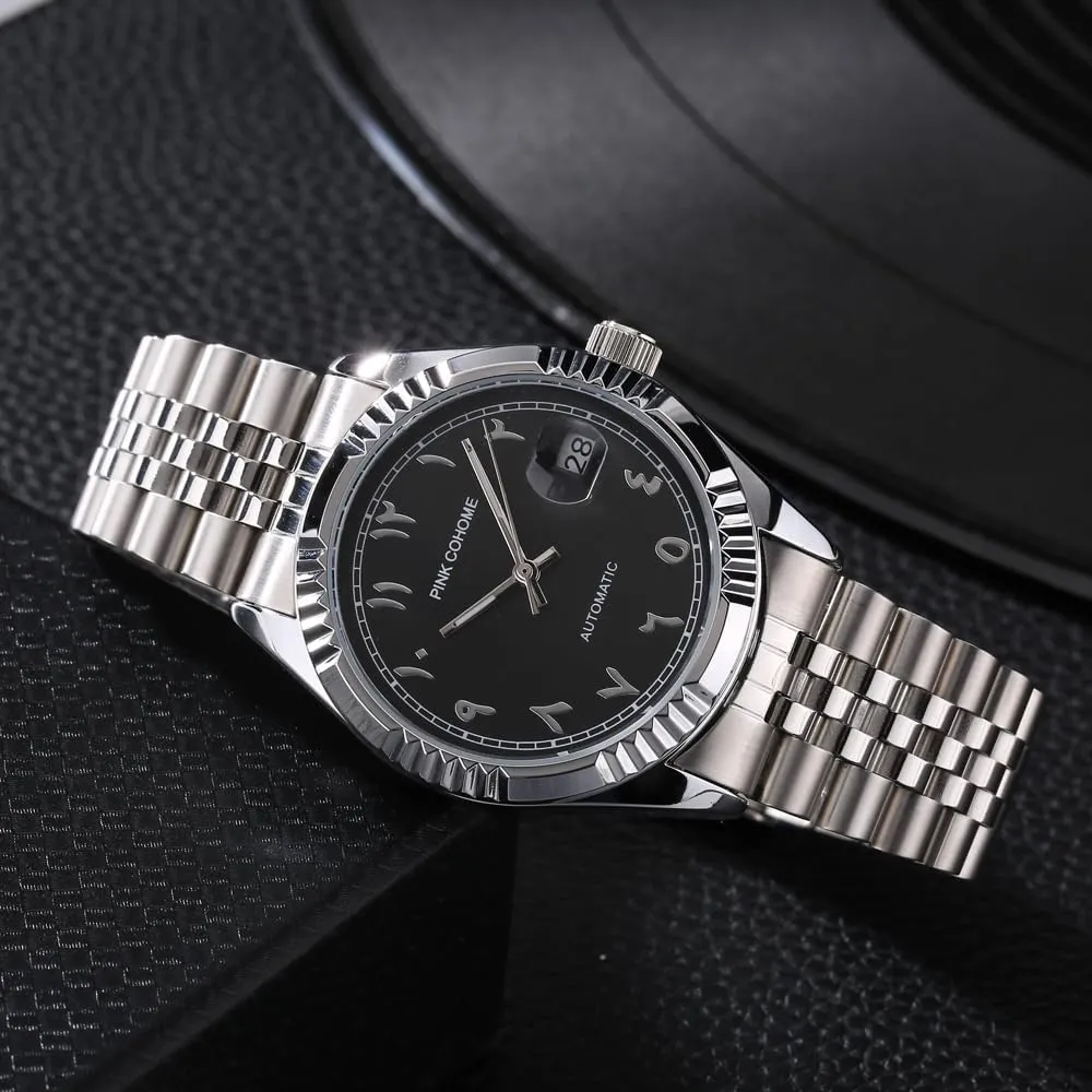 Arabic Script Watch Mechanical Automatic Movement Urdu Numerals Wristwatch Men's Mechanical Wristwatch Islamic Muslim Mechanical Watches