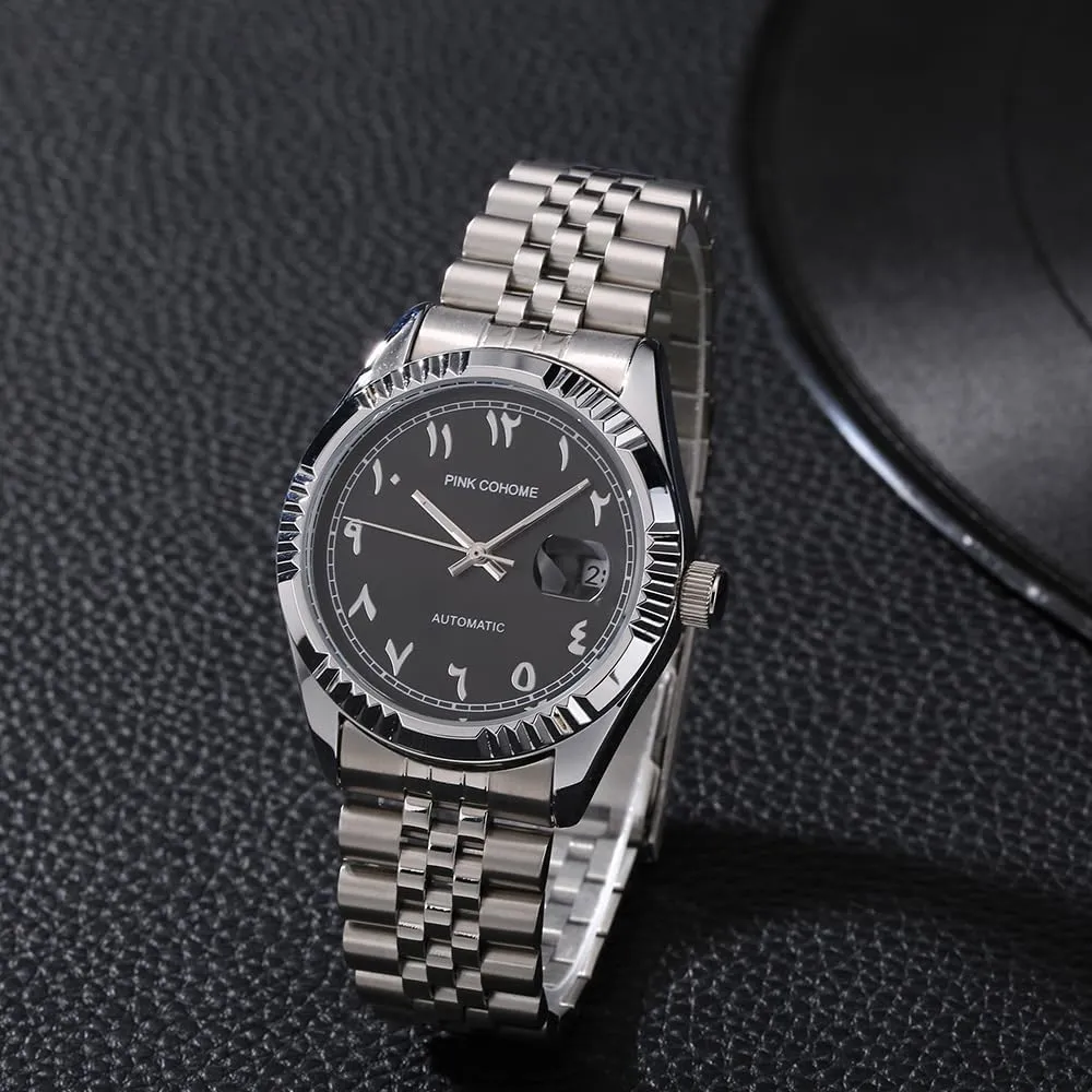 Arabic Script Watch Mechanical Automatic Movement Urdu Numerals Wristwatch Men's Mechanical Wristwatch Islamic Muslim Mechanical Watches