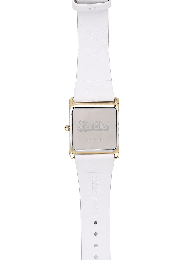 Barbie Dolled Up  Gold Leather Analog Watch (White)