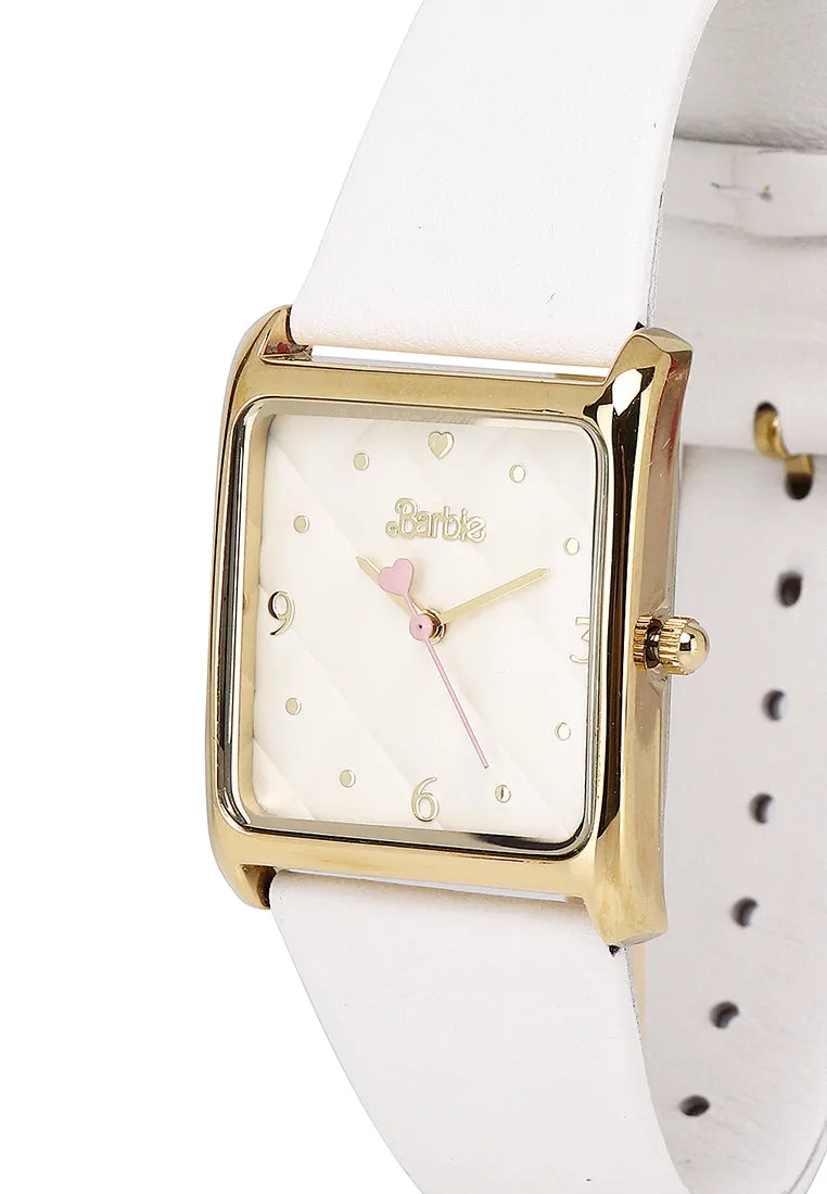 Barbie Dolled Up  Gold Leather Analog Watch (White)