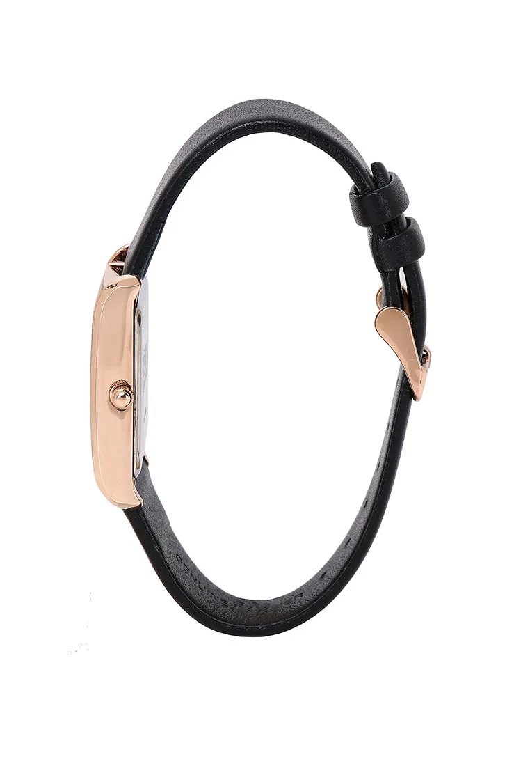 Barbie Dolled Up  Rose Gold Leather Analog Watch (Black)