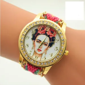 Beauty Women Print Woven Strap Watch