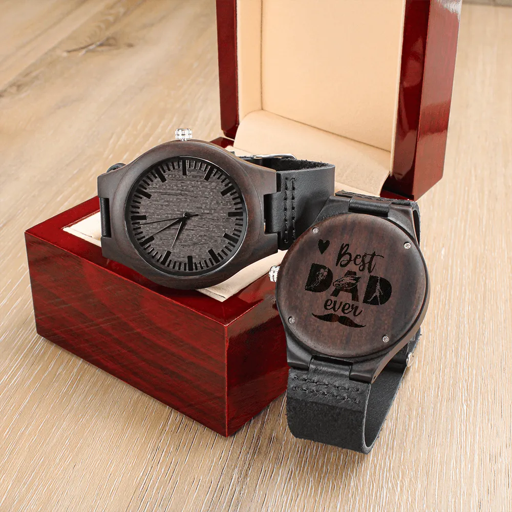 Best eagles Fan Dad Ever Engraved Wooden Watch Genuine Leather Strap| eagles Watches| Christmas Gift