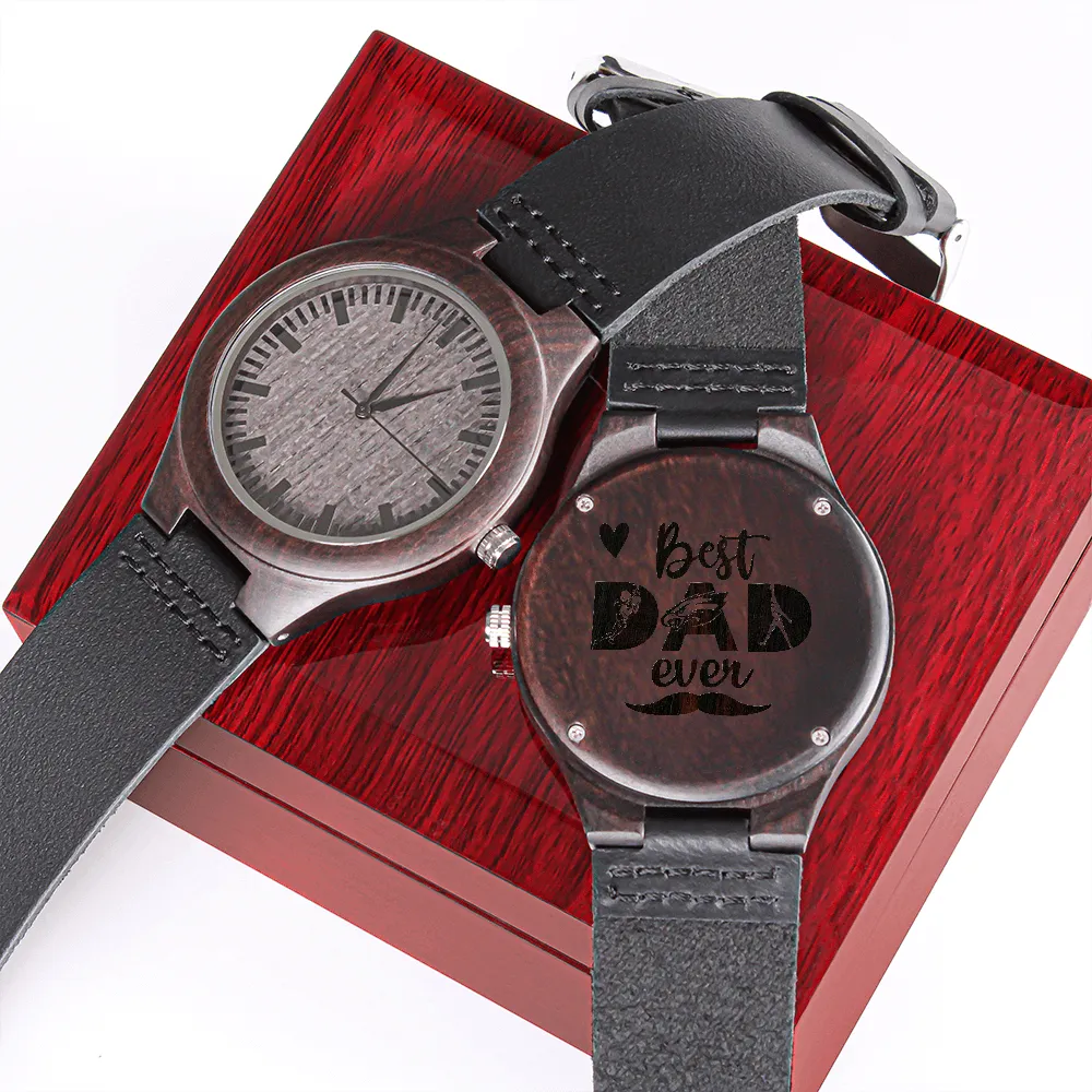 Best eagles Fan Dad Ever Engraved Wooden Watch Genuine Leather Strap| eagles Watches| Christmas Gift