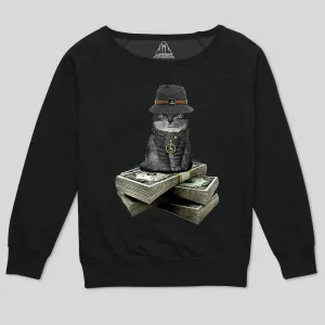 BIG DADDY KITTY WOMEN'S SCOOP NECK SWEATSHIRT