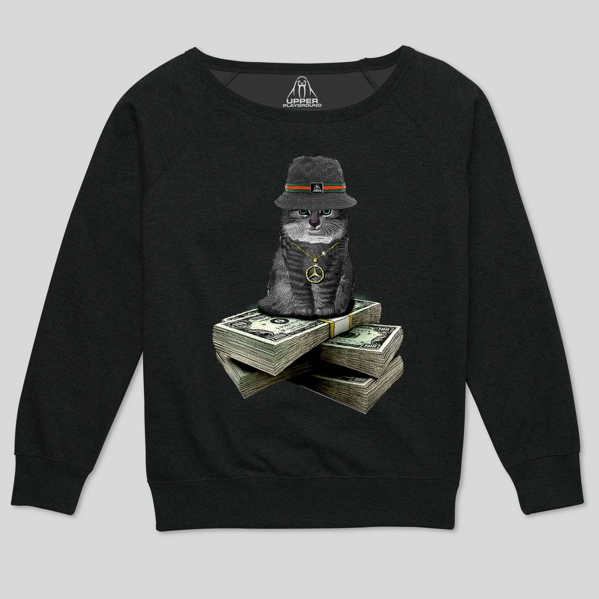 BIG DADDY KITTY WOMEN'S SCOOP NECK SWEATSHIRT