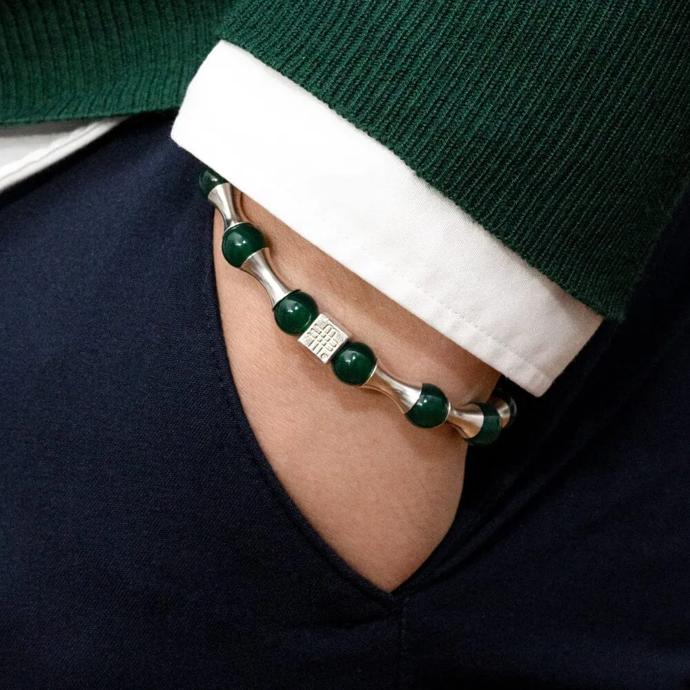 Bracelet GREEN WAVE - COLLECTOR item - 925 sterling silver