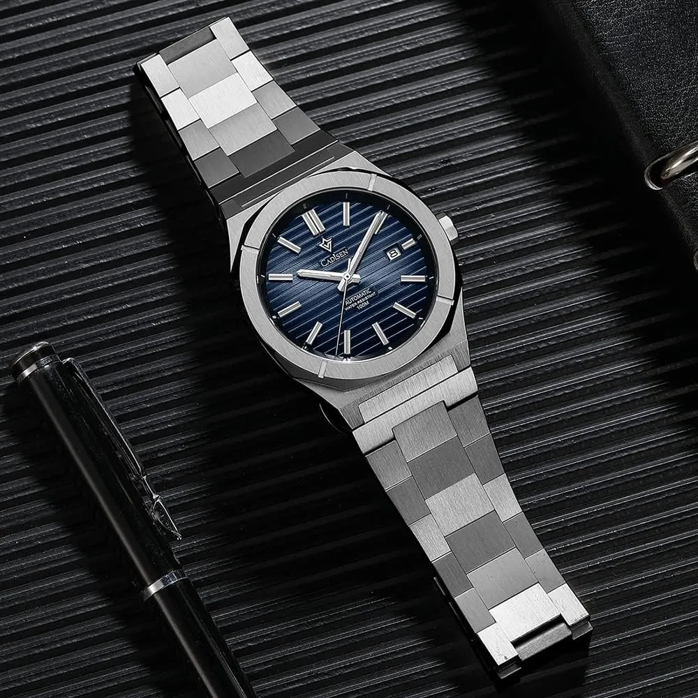 CADISEN New Men's Mechanical Watch Diving Watch Vintage Luxury Sapphire German Men's Automatic Stainless Steel Strap 100M Waterproof Mechanical Watch