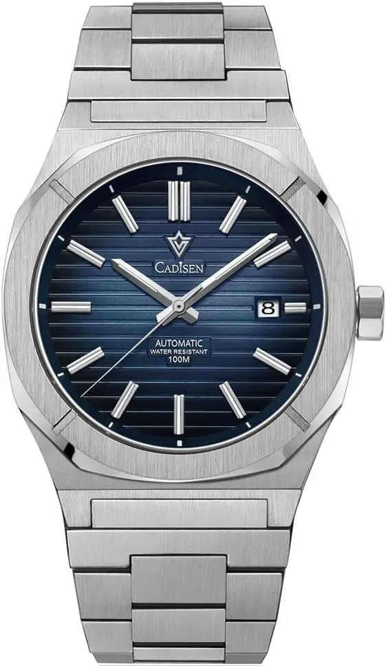 CADISEN New Men's Mechanical Watch Diving Watch Vintage Luxury Sapphire German Men's Automatic Stainless Steel Strap 100M Waterproof Mechanical Watch