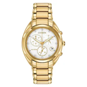Citizen Eco-Drive Womens Celestial Stainless Steel Case and Bracelet White Dial Gold Watch - FB1392-58A