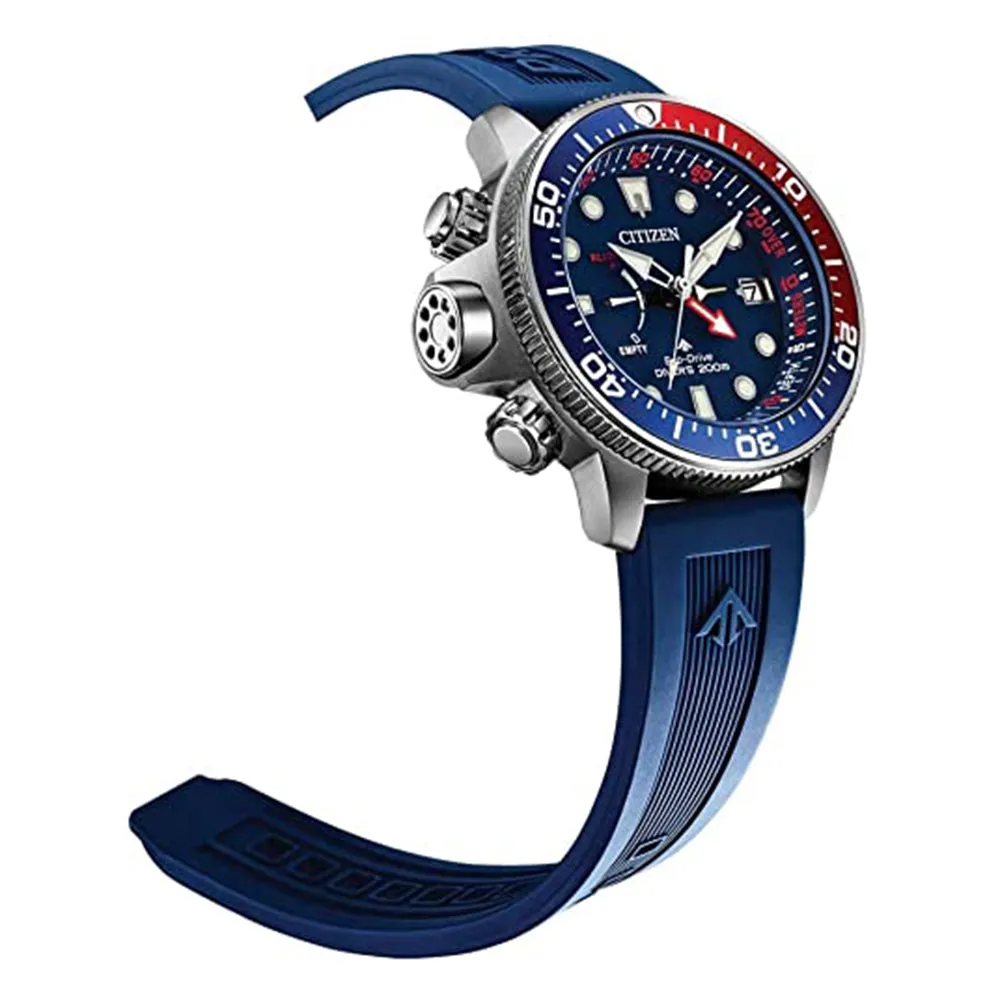 Citizen Mens Eco-Drive Blue Dial Polyurethane Band Stainless Steel Watch - BN2038-01L