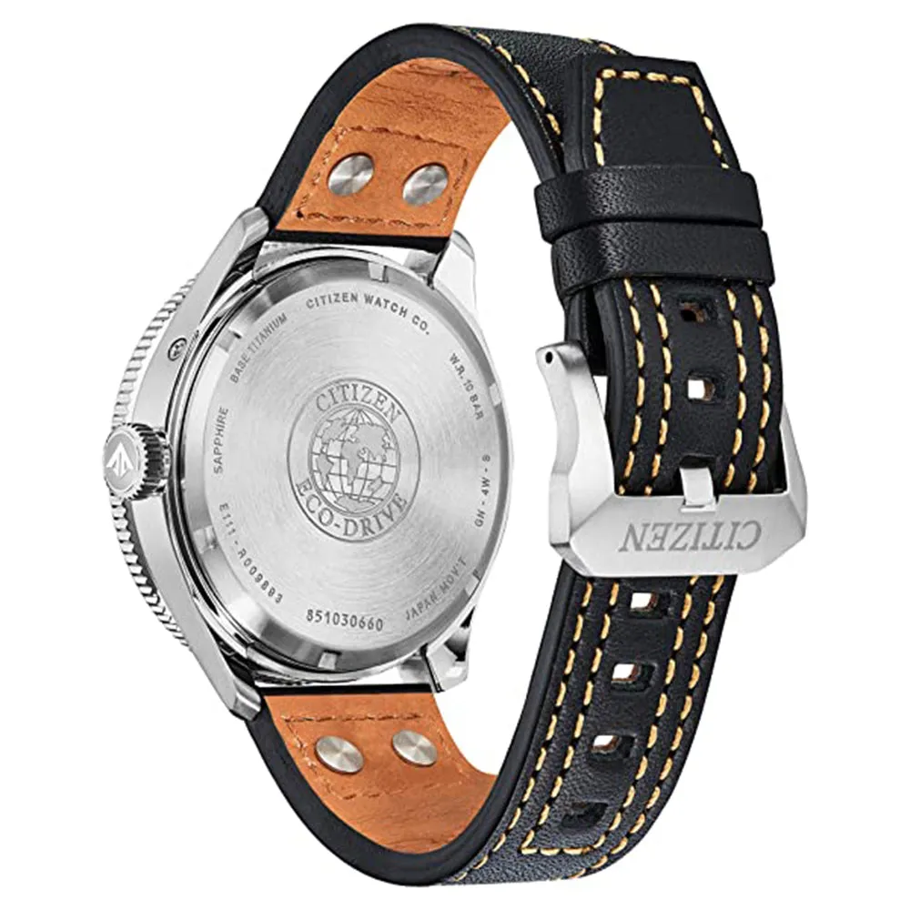 Citizen Mens Promaster Nighthawk Black Dial Leather Band Watch - BX1010-02E