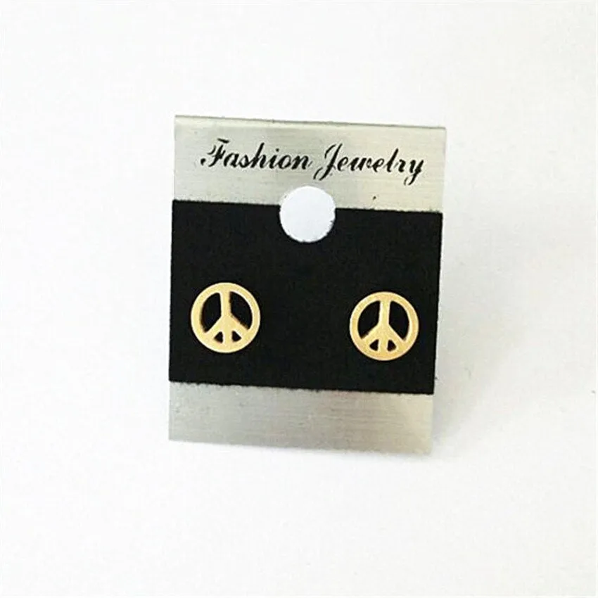 Classic Small Round Peace Sign Earrings Baby Girls