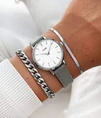Cluse Strap 12mm Leather Grey, Silver Colour