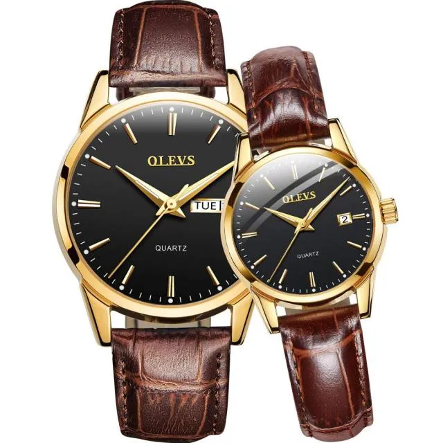 Couple Waterproof His and Her Quartz Wristwatch Set