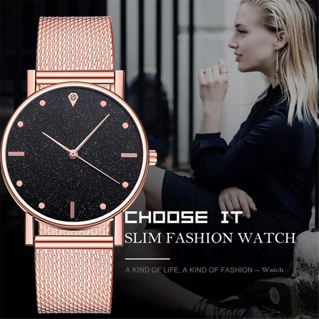 Crystal Watch Minimalist Calendar Women Watch Casual Ladies Watch Luxury Strap Band Watch Analog Wrist Watch Montre Femme