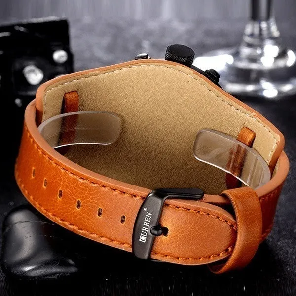 CURREN 8225 Luxury Brand Army Military Watches Men Clock Leather Strap Waterproof Analog Quartz Watches
