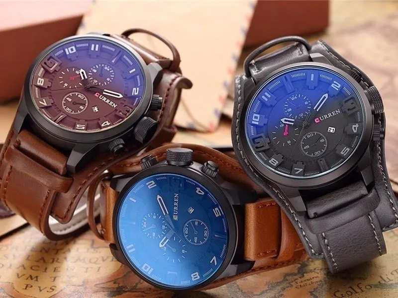 CURREN 8225 Luxury Brand Army Military Watches Men Clock Leather Strap Waterproof Analog Quartz Watches