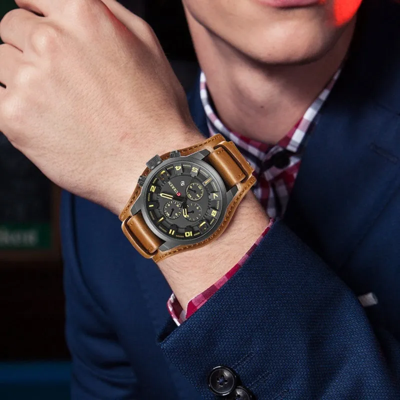 CURREN 8225 Luxury Brand Army Military Watches Men Clock Leather Strap Waterproof Analog Quartz Watches