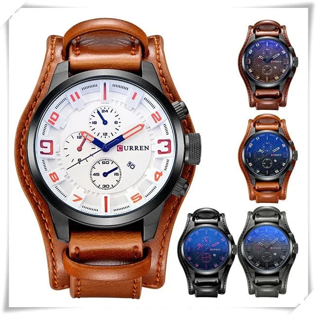 CURREN 8225 Luxury Brand Army Military Watches Men Clock Leather Strap Waterproof Analog Quartz Watches