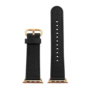 DASSARI Carbon Fiber Strap for Apple Watch w/ Yellow Gold Buckle