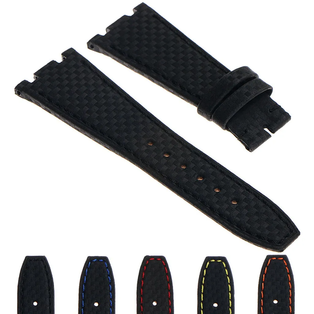 DASSARI Carbon Fiber Strap for Apple Watch w/ Yellow Gold Buckle