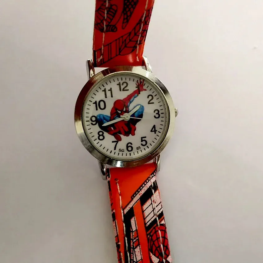 Disney SpiderMan Watch Cute Cartoon Watch Kids Watches Boys Christmas Gift  Leather Quartz Watch