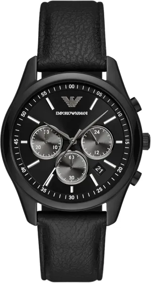 Emporio Armani Men's Chronograph Black Leather Band Watch (Model: AR11583)