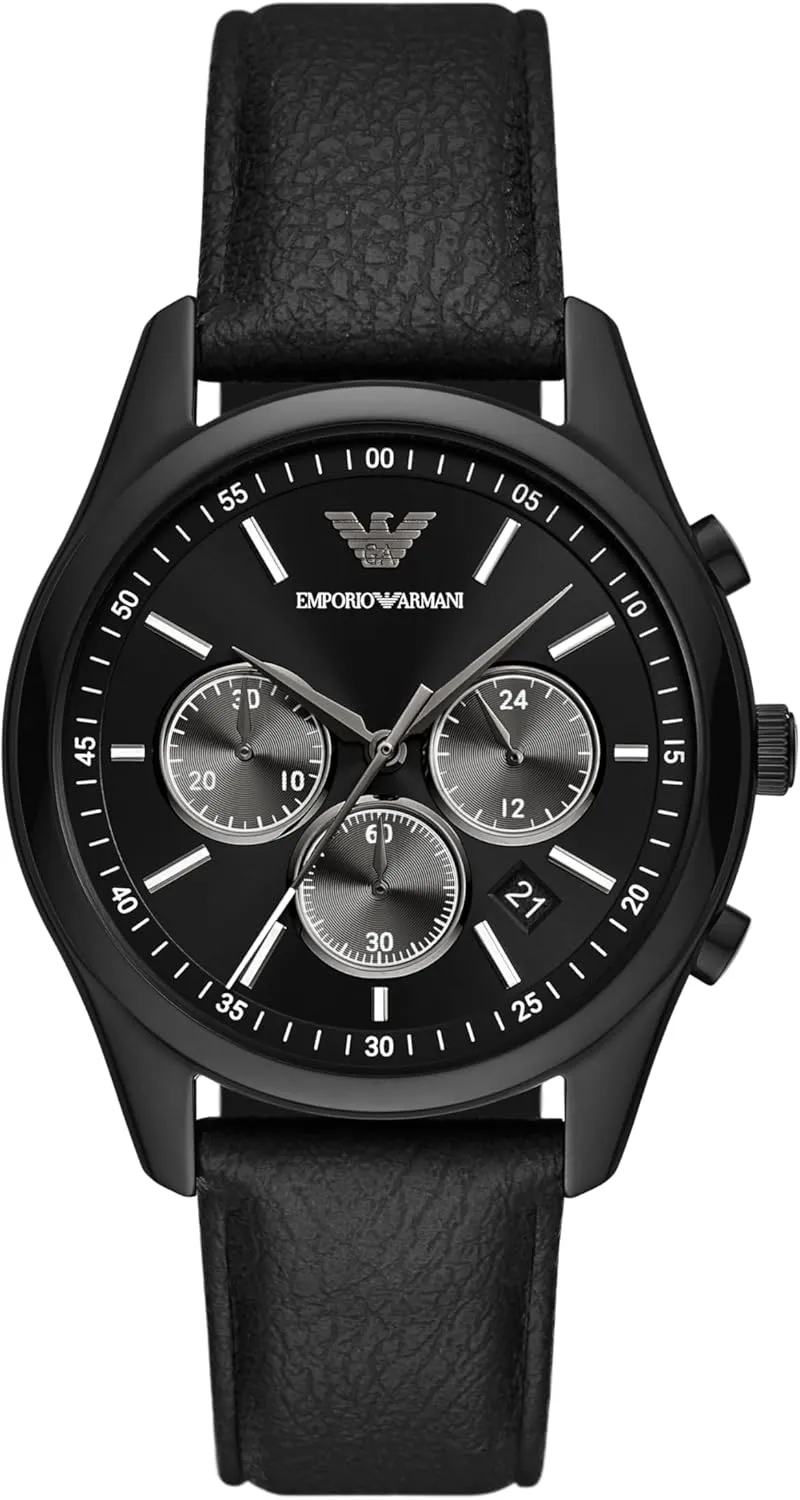 Emporio Armani Men's Chronograph Black Leather Band Watch (Model: AR11583)